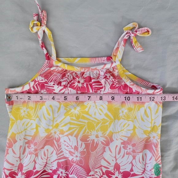 Tommy Bahama Girls Tropical Ruffled Sleeveless Sundress Red Yellow Ombre Size 6 - Picture 9 of 10